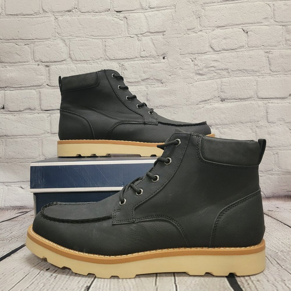 Club Room Men's Clifton Lace-Up Moc-Toe Boots- Black